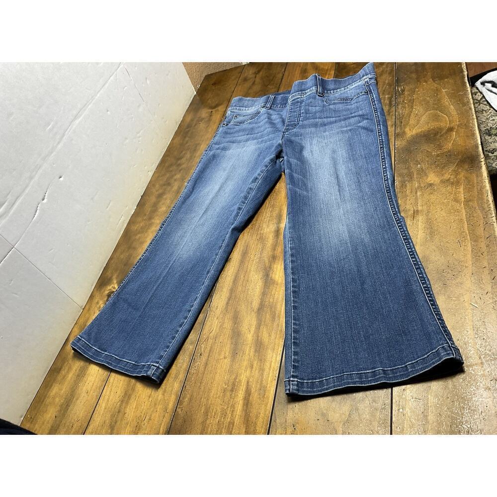 Spanx Flare Pull On Blue Jeggings High Rise Pulse Size 1X Petite